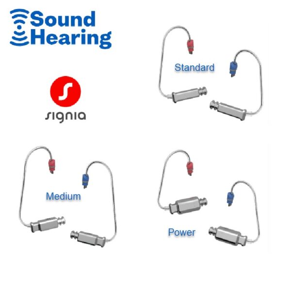 Signia Receiver earwear 3.0 Image show standard, medium and power receivers