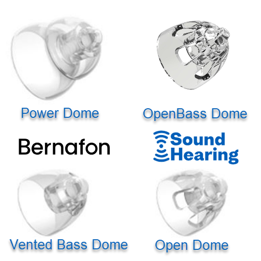 Image showing different styles of Oticon and Bernafon minifit domes